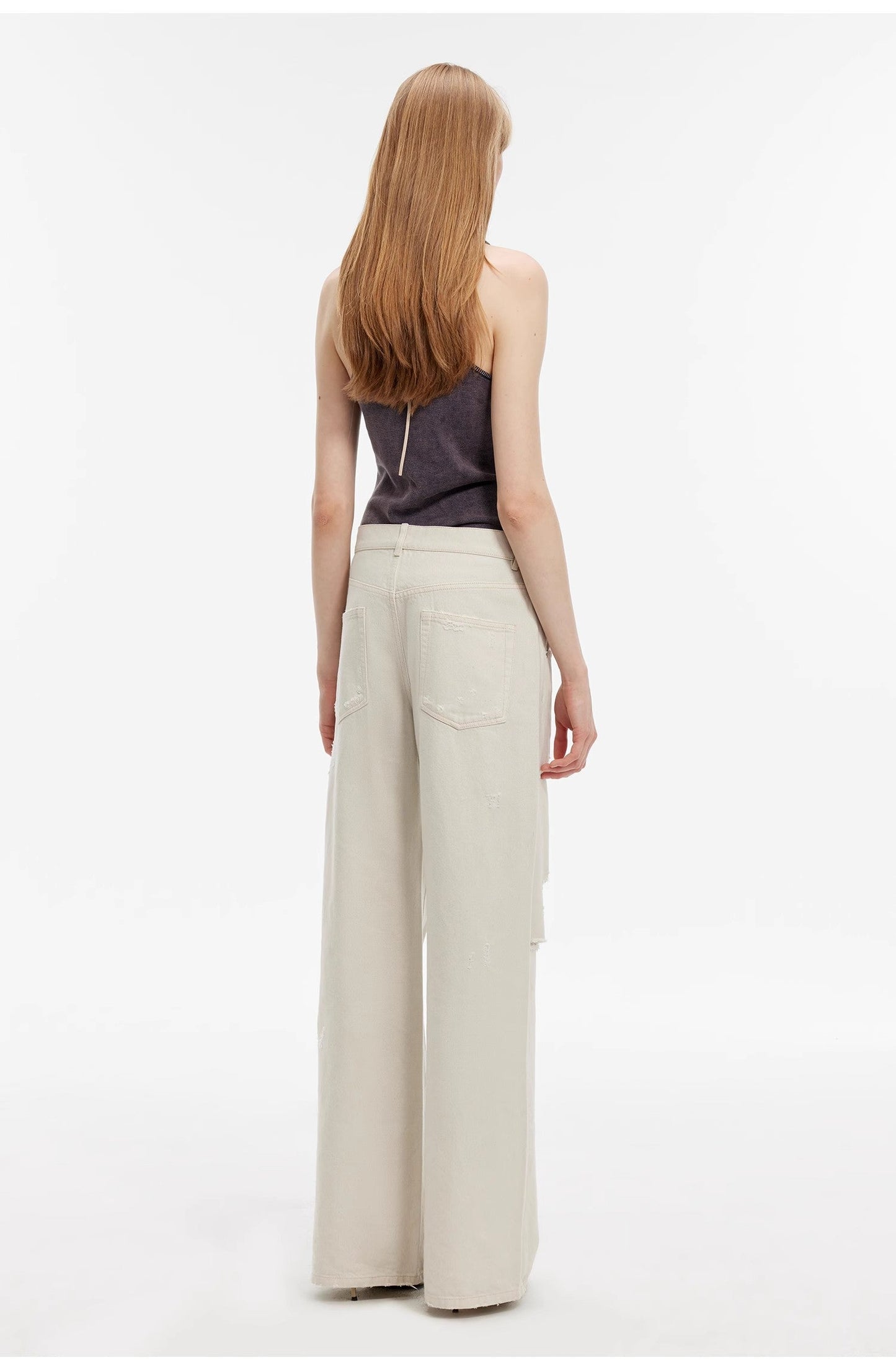Distressed Wide-Leg Jeans - Retro Flared Streetwear | The Pretty Spot