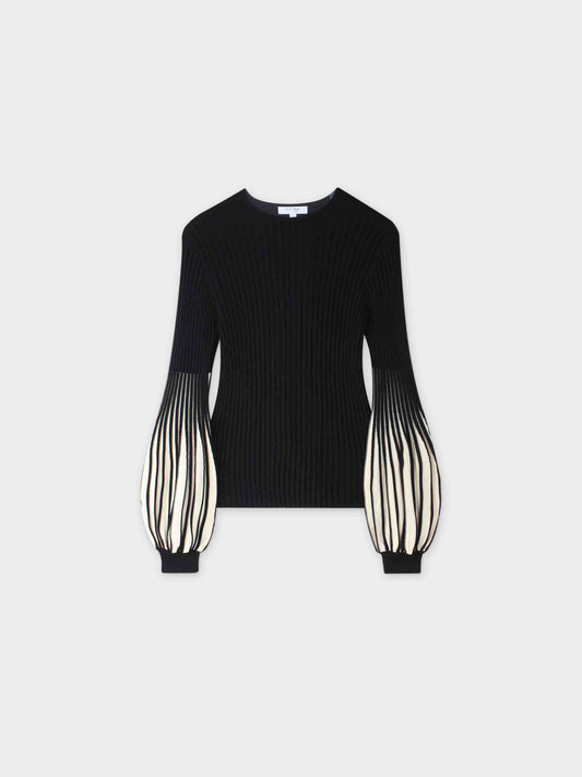 The Pretty Spot™ Balloon Sleeve Sweater – Black/Cream | The Pretty Spot