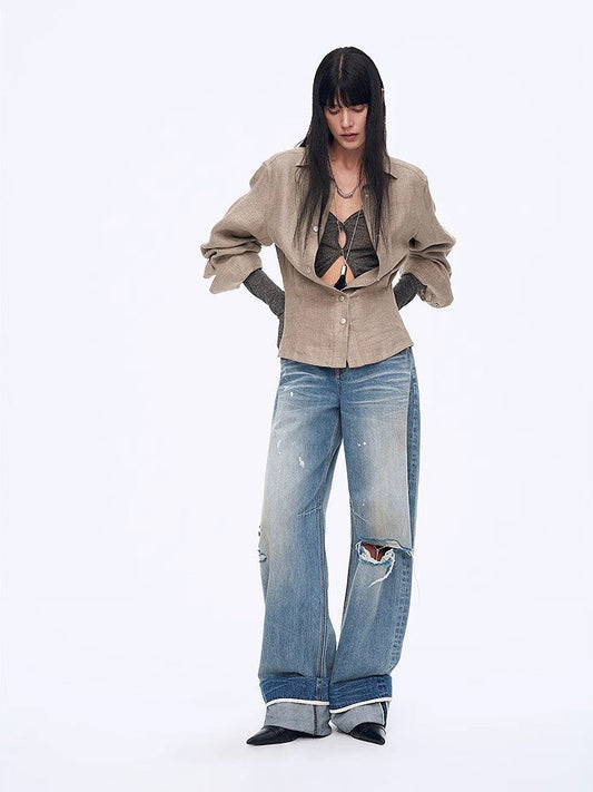 The Pretty Spot™ Berlin Linen Deconstructed Waist Shirt | The Pretty Spot