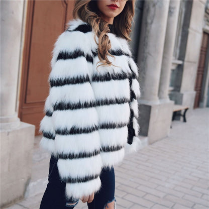 Black & White Editorial Faux Fur Jacket | The Pretty Spot