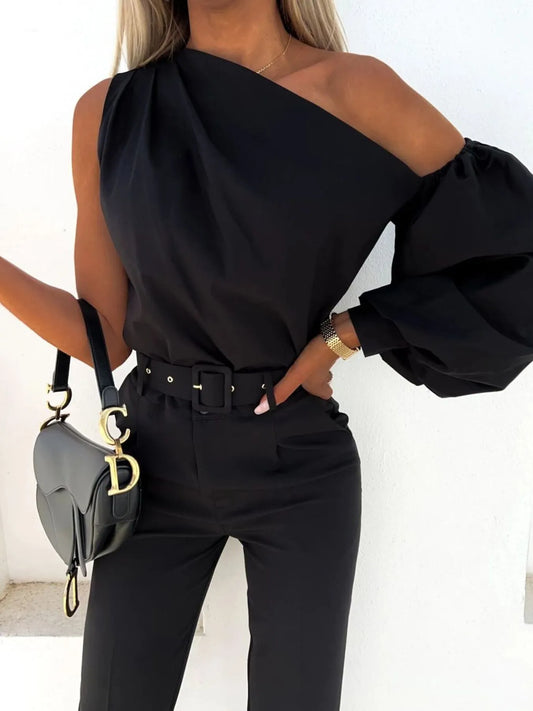 The Pretty Spot™ One Shoulder Puff Sleeve Blouse | The Pretty Spot