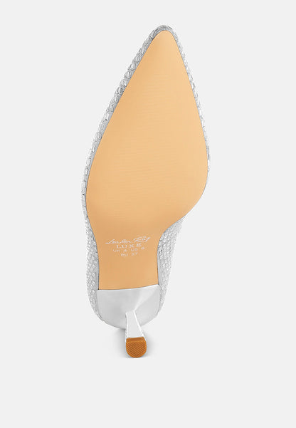 Rhinestones Embellished Pumps – Elegant Pointed Toe Heels | The Pretty Spot