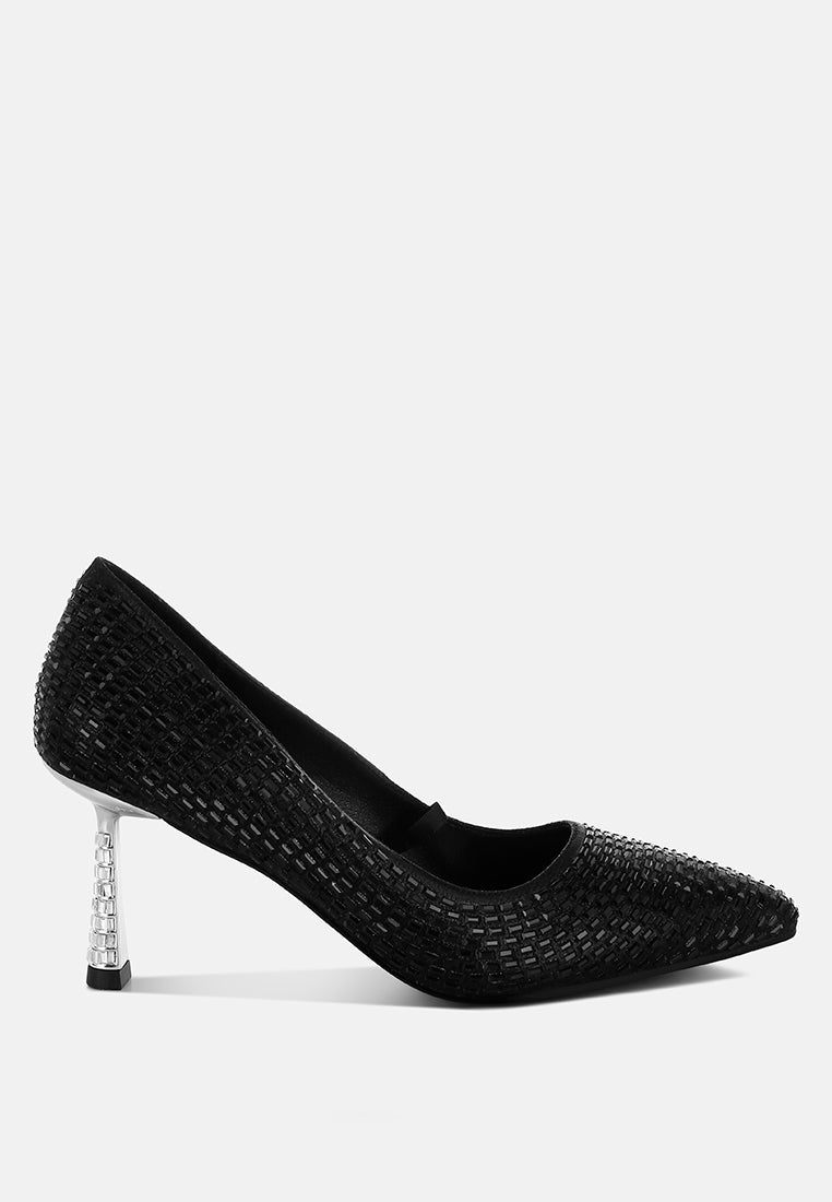 The Pretty Spot™ Rhinestones Embellished Pumps – Elegant Pointed Toe Heels | The Pretty Spot
