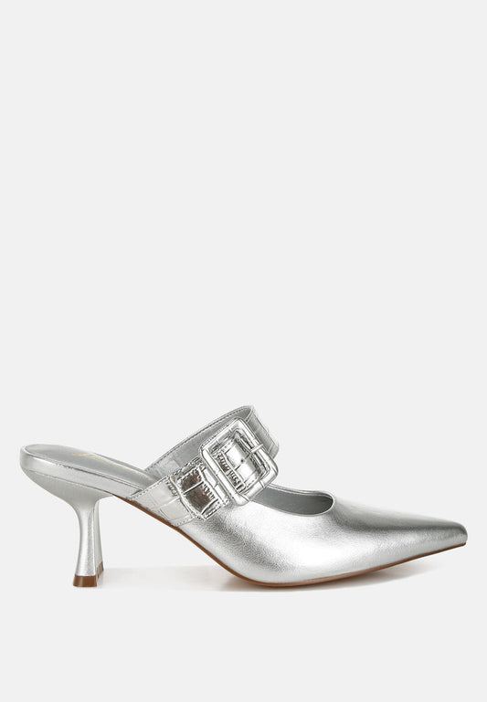The Pretty Spot™ Buckle Kitten Heels – Trendy Slip-On Mules | The Pretty Spot