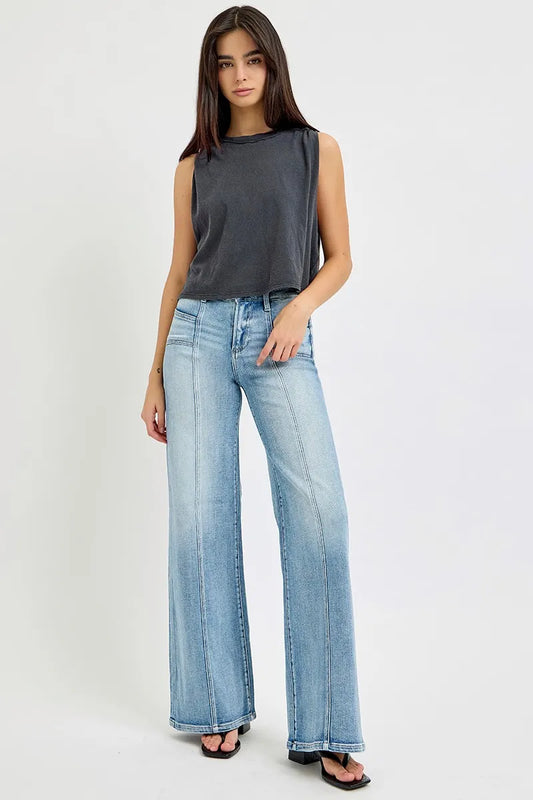 The Pretty Spot™ Wide-Leg Patch Pocket Jeans | The Pretty Spot